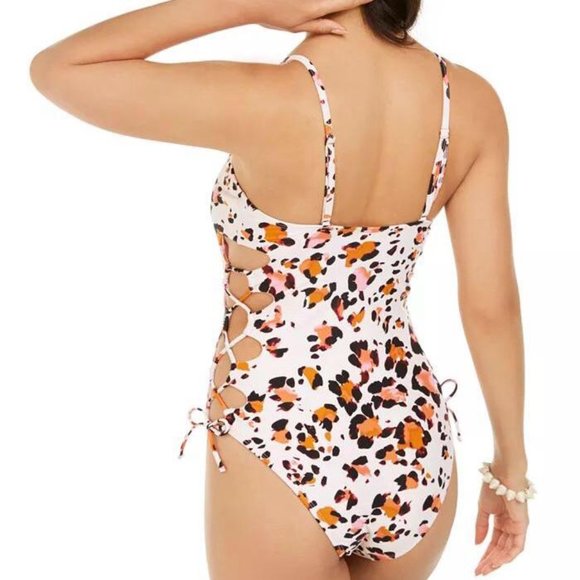 Hula Honey Pink Leopard Swimsuit Size Extra Small XS One Piece Animal Print NEW - Picture 2 of 9
